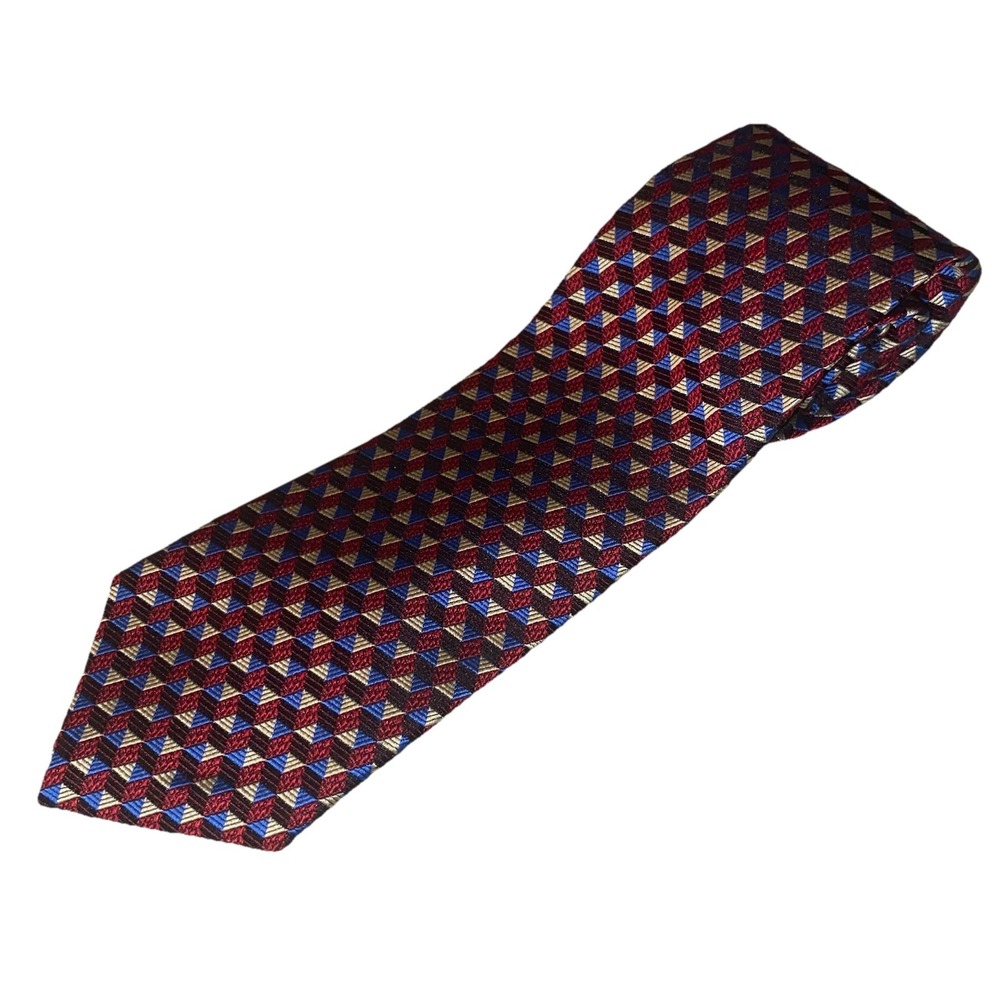 Bruno Piattelli 100% Silk Hand Made Neck Tie Red&‎ Blue 52"/3"EUC